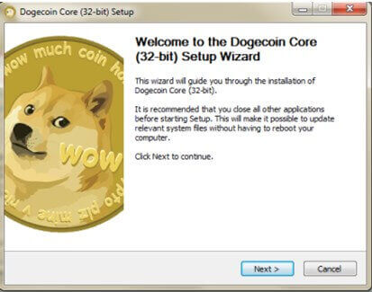 Установка кошелька DogeCoin Core 32 bit