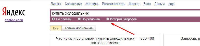 Динамика популярности запроса в Яндексе